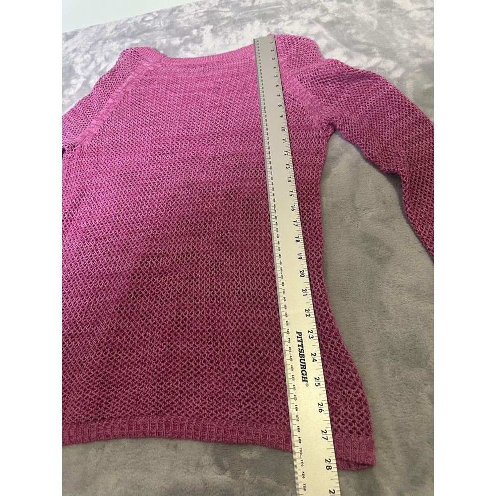 ANA Sweater Womens Large Pink Open Weave Pullover Mesh Knit Top - Picture 8 of 13